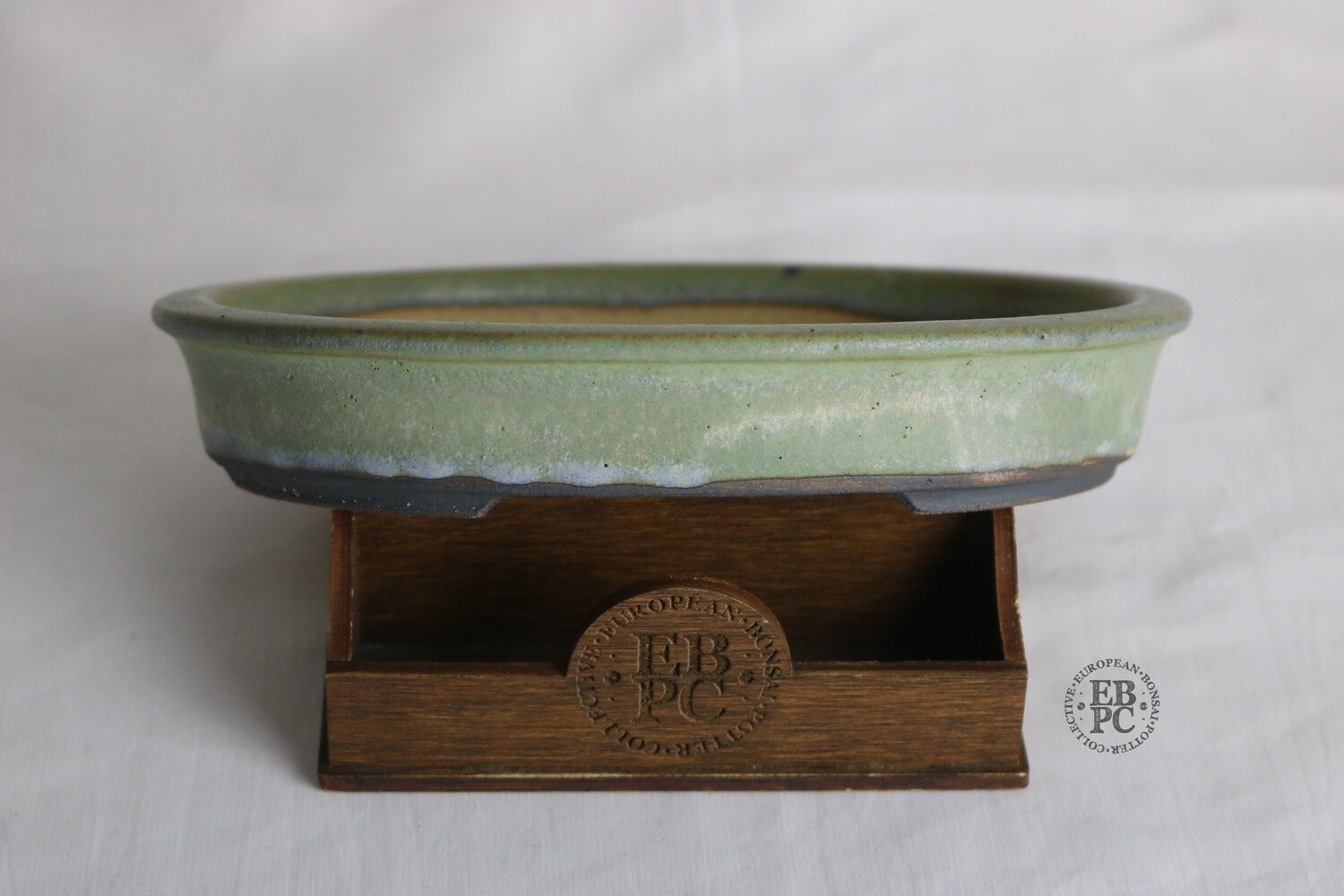Walsall Studio Ceramics -David Jones; 18.7cm; Oval; Glazed; Green; Blues; EBPC Stamped.