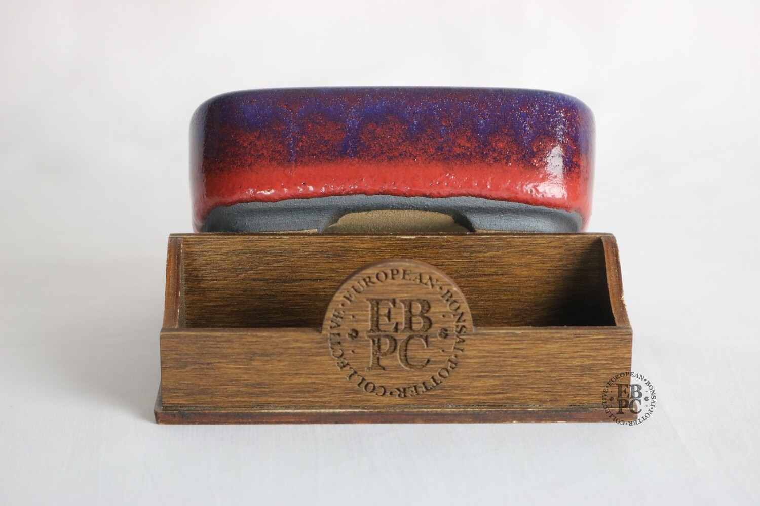Walsall Studio Ceramics - David Jones; 11.5cm; Soft Rectangle; Glazed; Red &amp; Purple.