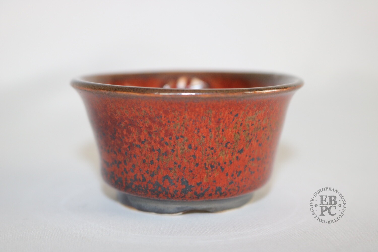 Sabine Besnard - 6.7cm; Round; Glazed; Kaki / Persimmon; Red; Gunmetal.