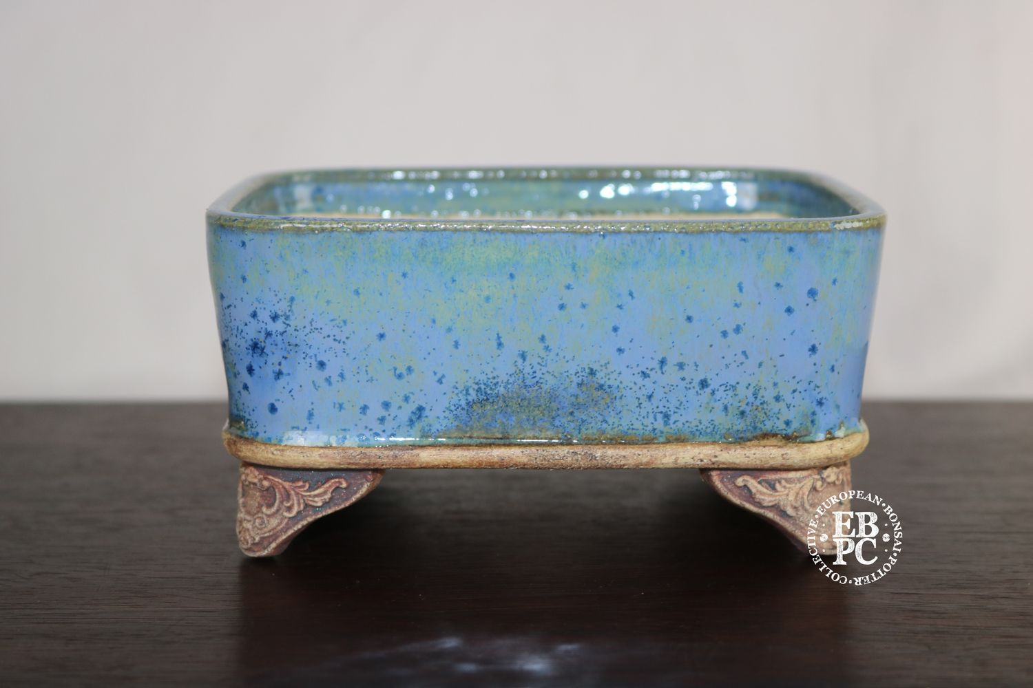 Greg Ceramics - 14.8cm; Rectangle; Glazed; Light Blue: Crystalline Glaze. EBPC Stamped.