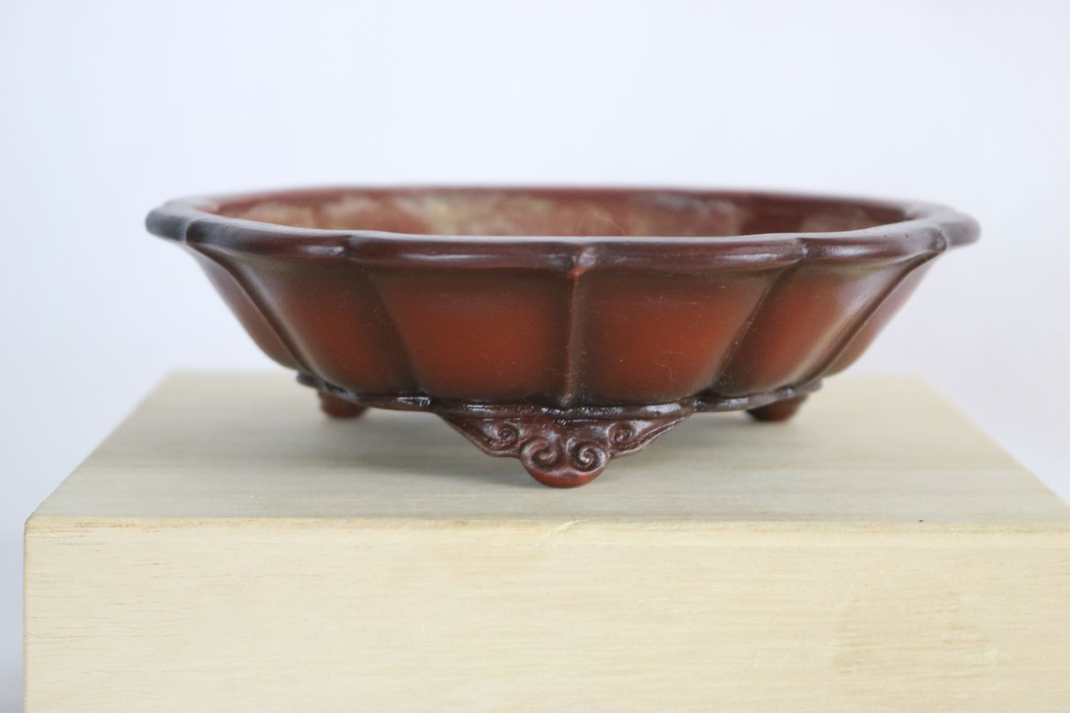 Bigei, Japan.  14.8cm; Rinka Shape; Unglazed; Shudei Red Clay; Delicate Feet; UNstamped!
