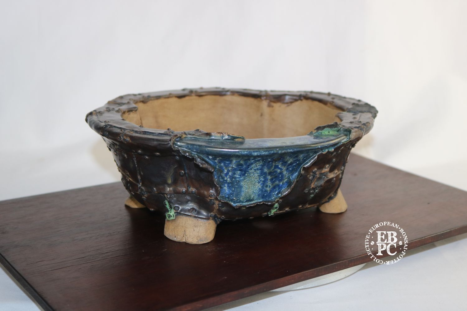 O Yaku - 24cm; Mokko; Glazed; Steam Punk Style; Crystalline Glaze; Copper Sheeting  Effect; EBPC Dual-stamped; Shay Cohen, Israel.