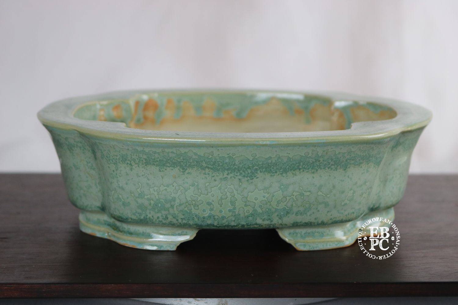 O Yaku - 22.1cm; Mokko; Glazed; Crystalline Glaze; Light Green; EBPC Dual-stamped; Shay Cohen, Israel.
