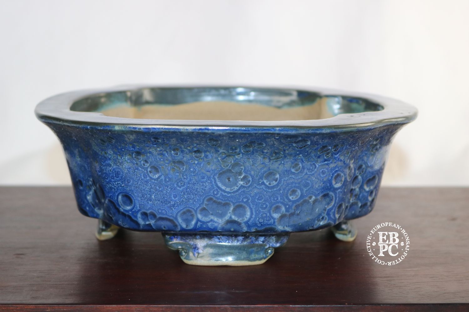 O Yaku - 22.8cm; Mokko; Glazed; Crystalline Glaze; Rich &#39;Ruri&#39; Blue; EBPC Dual-stamped; Shay Cohen, Israel.