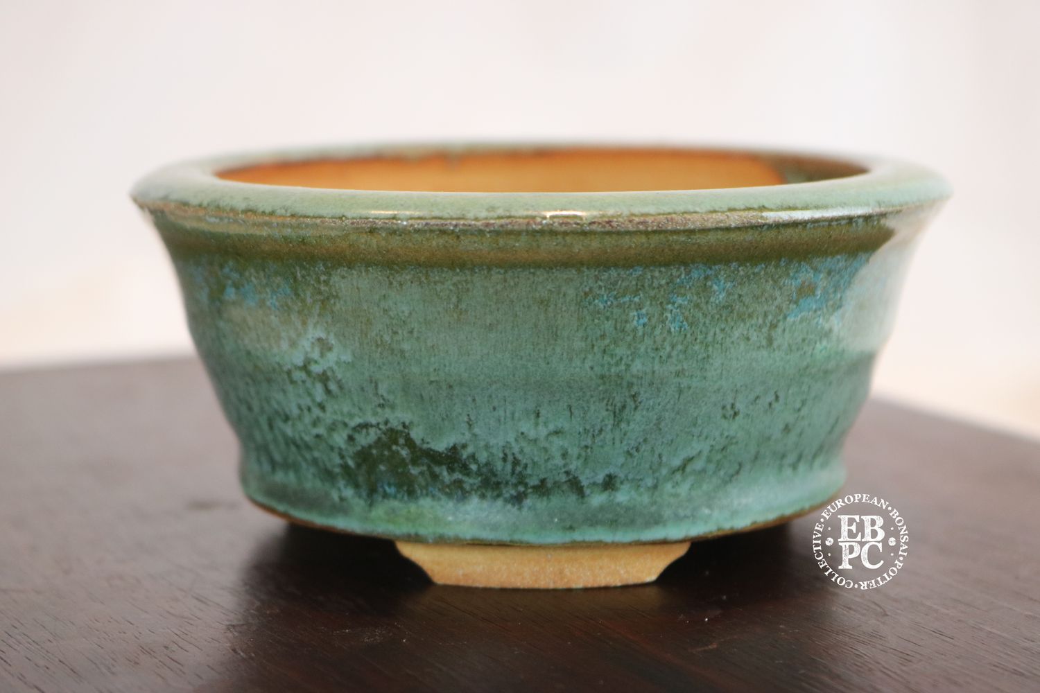 O Yaku - 13.4cm; Round; Glazed; Crystalline Glaze; Shades of Green; EBPC Dual-stamped; Shay Cohen, Israel.