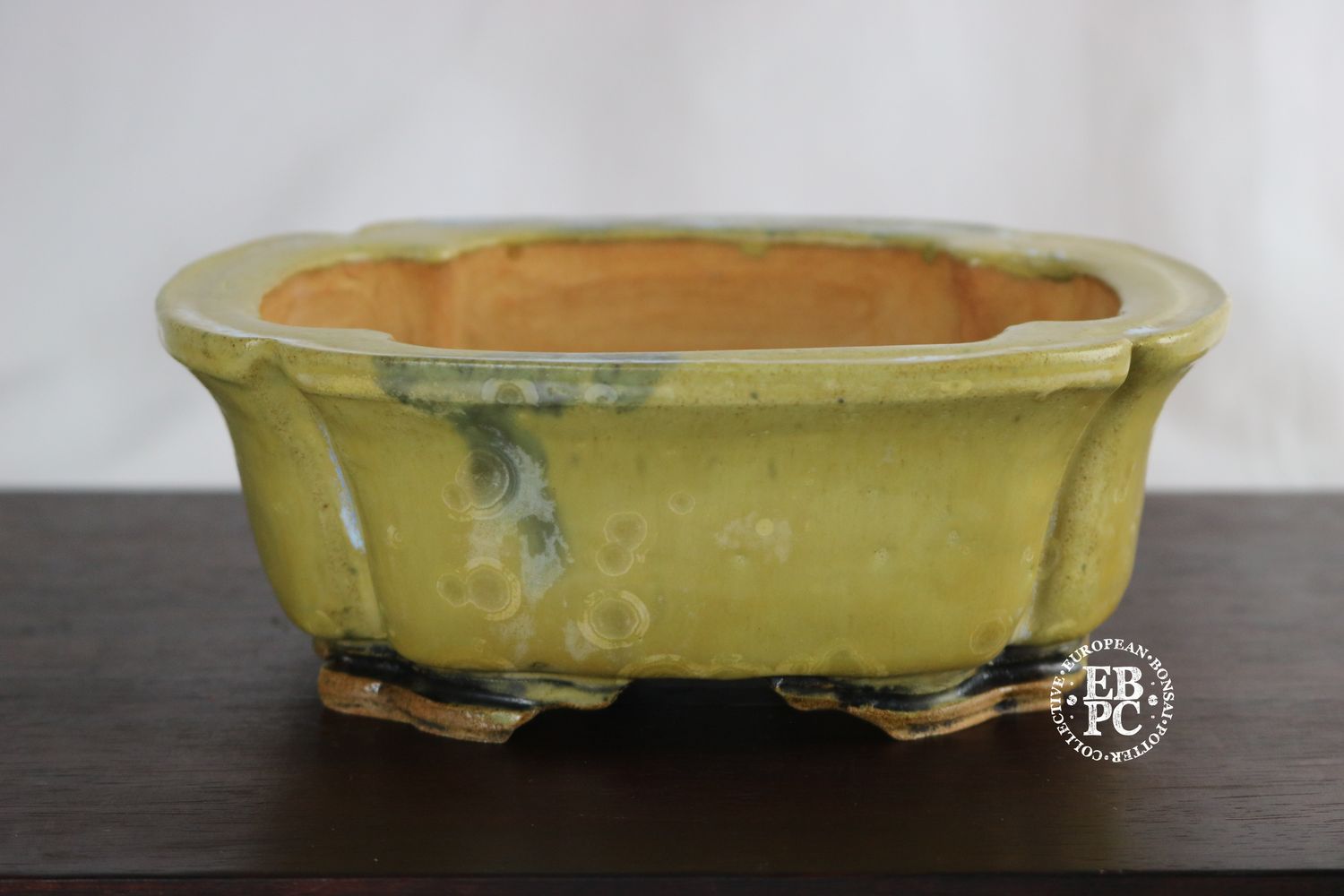O Yaku - 24cm; Mokko; Glazed; Crystalline Glaze; Mustard Yellow; Detailed Sculpted Feet; EBPC Dual-stamped; Shay Cohen, Israel.