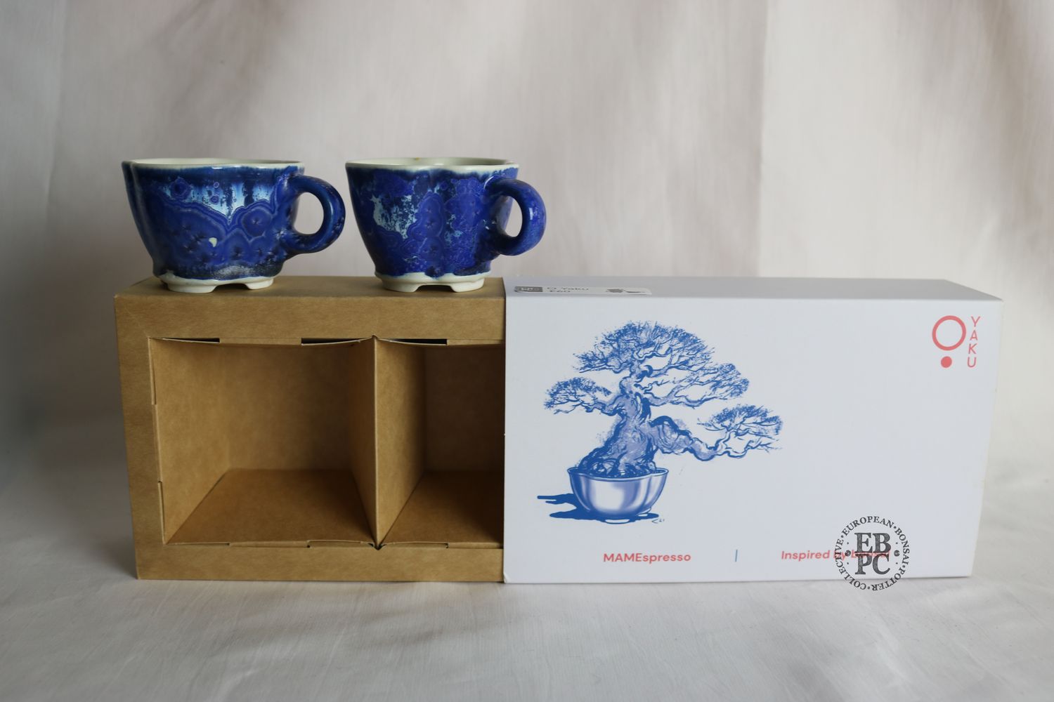 O Yaku - Mame Expresso Cup Set; Glazed; Porcelain; Mokko Design; Crystalline Glaze; Blues; Shay Cohen, Israel.
