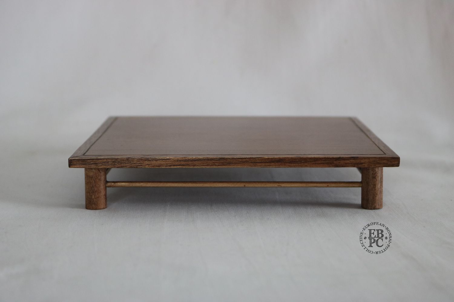 David Harris Bonsai Tables - Hand-Crafted; 18.2cm; Display Table; Elegant Design; Thin Horizontal Stretchers; Incised Boarder; Stamped.