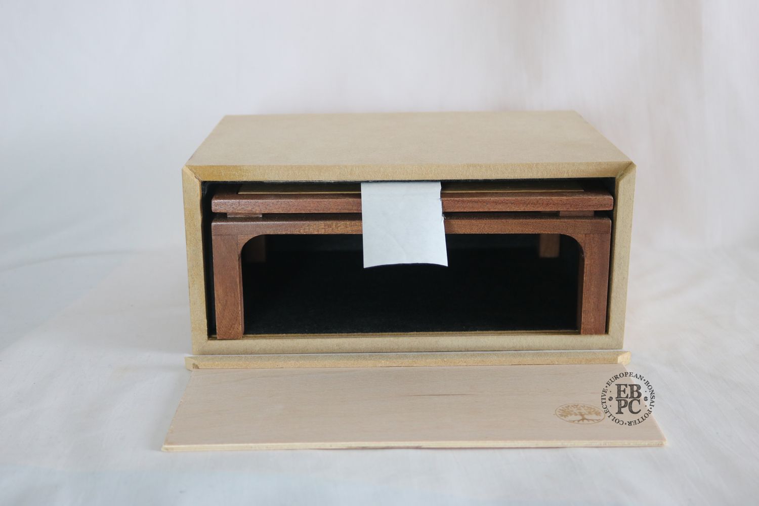 David Harris Bonsai Tables - Hand-Crafted; 22.8cm; Boxed Display Table; Elegant Floating Top Design; Incised Boarder; Stamped.