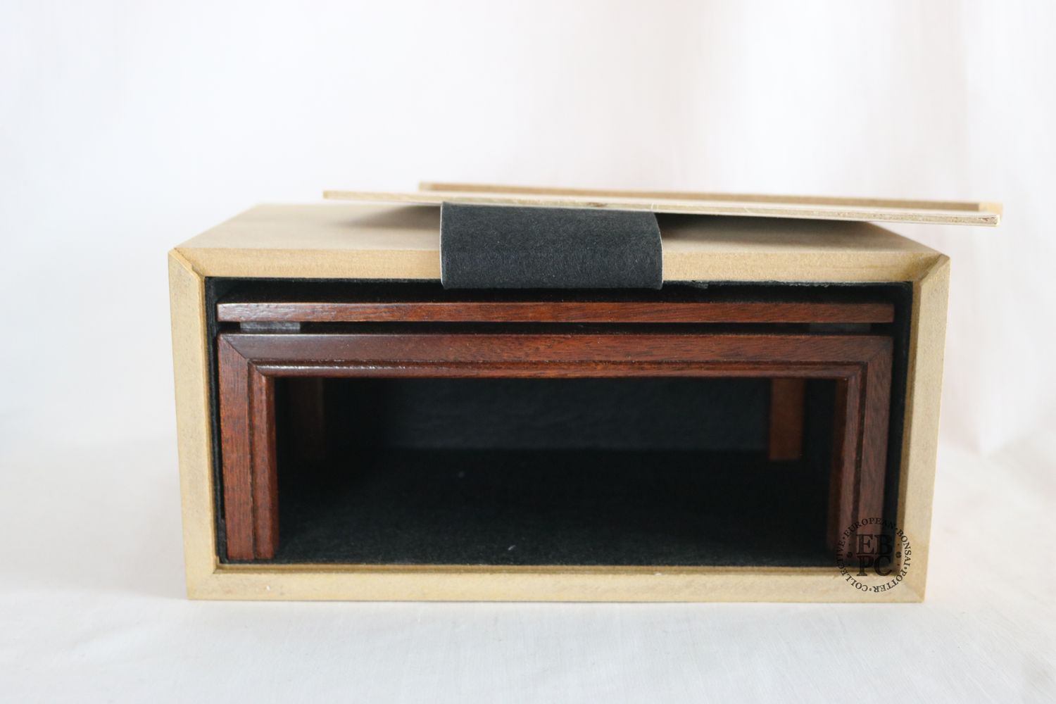 David Harris Bonsai Tables - Hand-Crafted; 22cm; Boxed Display Table; Elegant Floating Top Design; Incised Legs; Stamped.