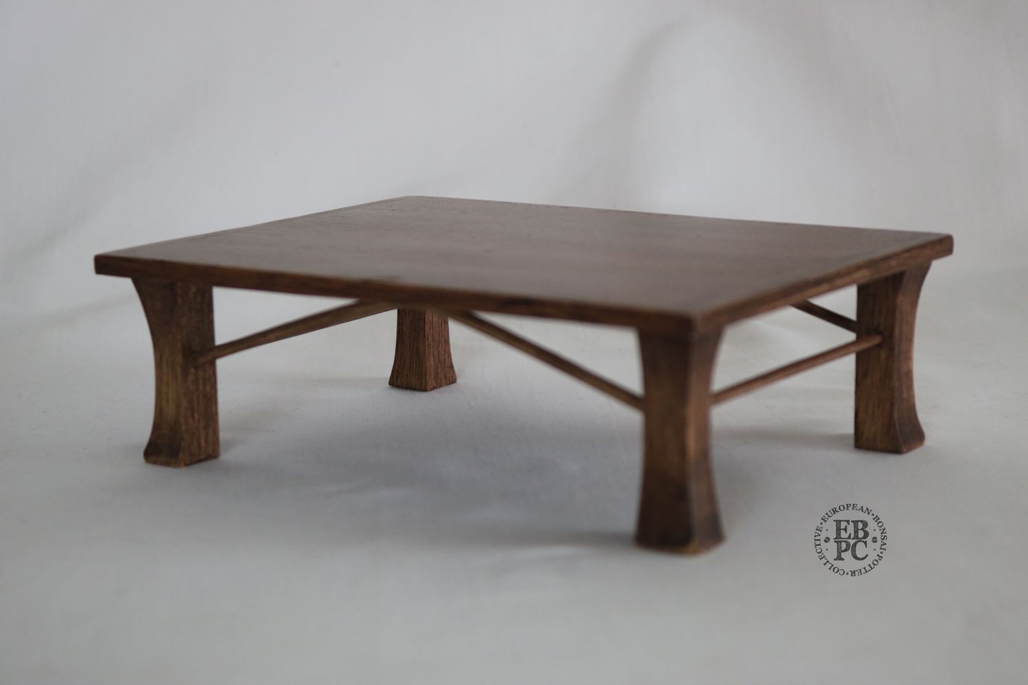 David Harris Bonsai Tables - Hand-Crafted; 17.9cm; Display Table; Elegant Design; Thin Diagonal Stretchers; Subtle Boarder; Stamped.