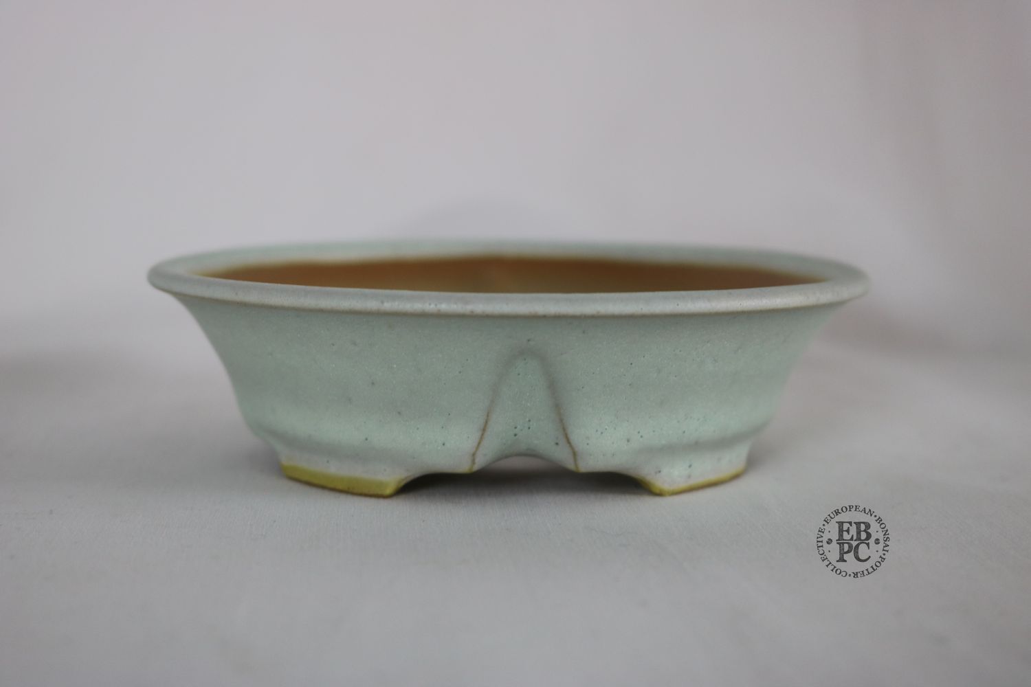 Gramming Pots - 16.8cm; Hand-thrown; Unique Design; Superb Light Duck Egg Glaze; Mokko Carved Base; Round Lip; Recessed Feet; Cream; Light Blue / Green; Tomas Gramming