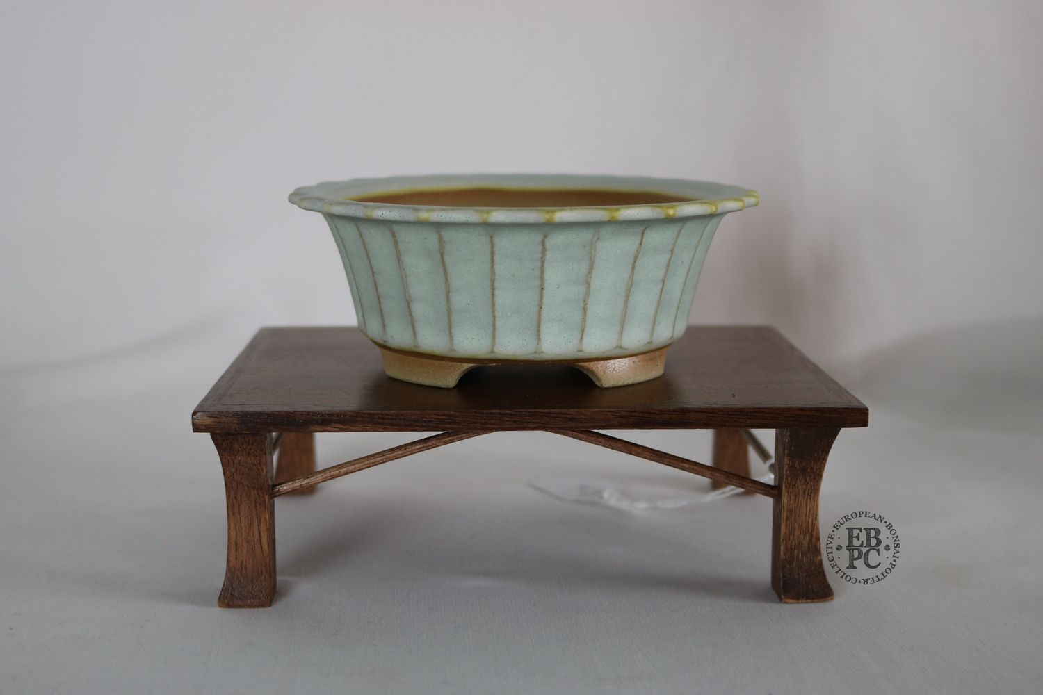 Gramming Pots - 14cm; Hand-thrown; Unique Design; Superb Light Duck Egg Glaze; Mokko Carved Base; Round Lip; Recessed Feet; Cream; Light Blue / Green; Tomas Gramming