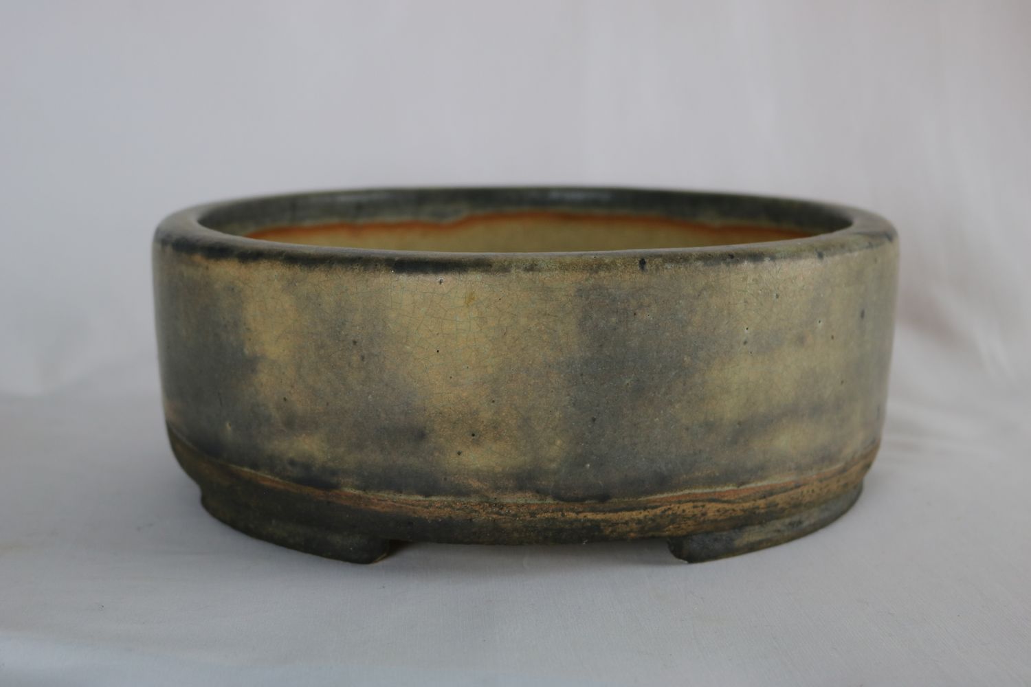 Gordon Duffett - England.  28cm; 1996 Made; Deep Round; Glazed; Older Pre-Loved Pot; Excellent Antique Crackle Glaze;