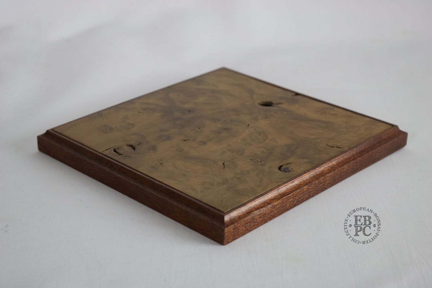 David Harris Bonsai Tables - Mahogany Frame; Inset Walnut; Hand-Crafted; 17.4cm; Display Table; Low Profile Design; Full width Legs; Stamped.