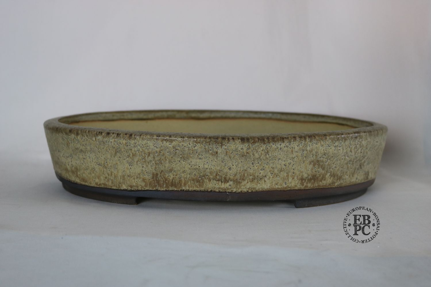 Walsall Studio Ceramics - Esther Griffiths; 39cm; Oval; Thick Glaze; Light Brown Over Cream;