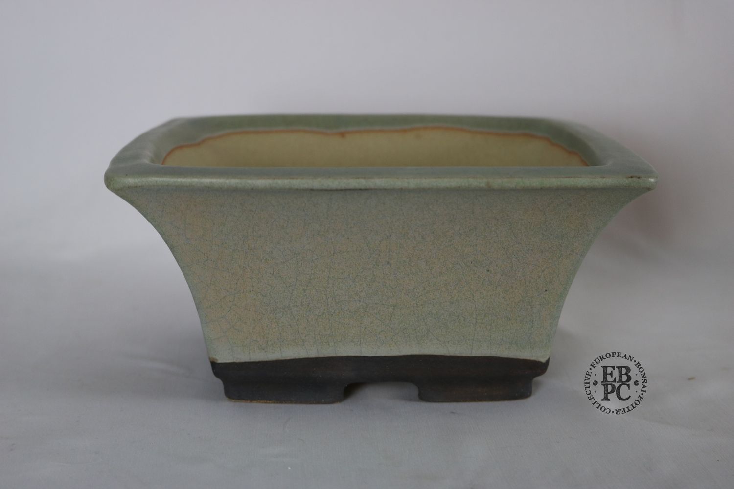 Walsall Studio Ceramics -   22.1cm; Square; Semi-Cascade Formal Style; Glazed; Light Mint; Pink Hues; Esther Griffiths; EBPC Stamped.