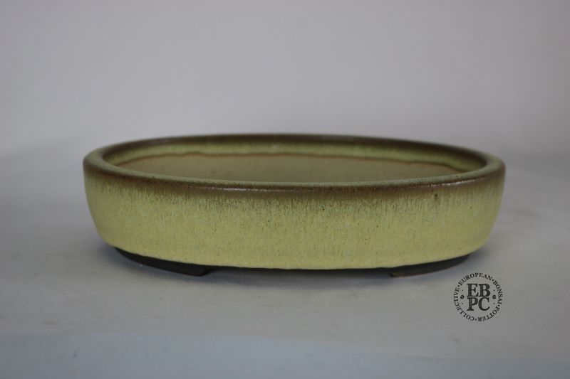 Walsall Studio Ceramics - David Jones; 20cm; Oval; Glazed; Yellow with Browns; EBPC Stamped.