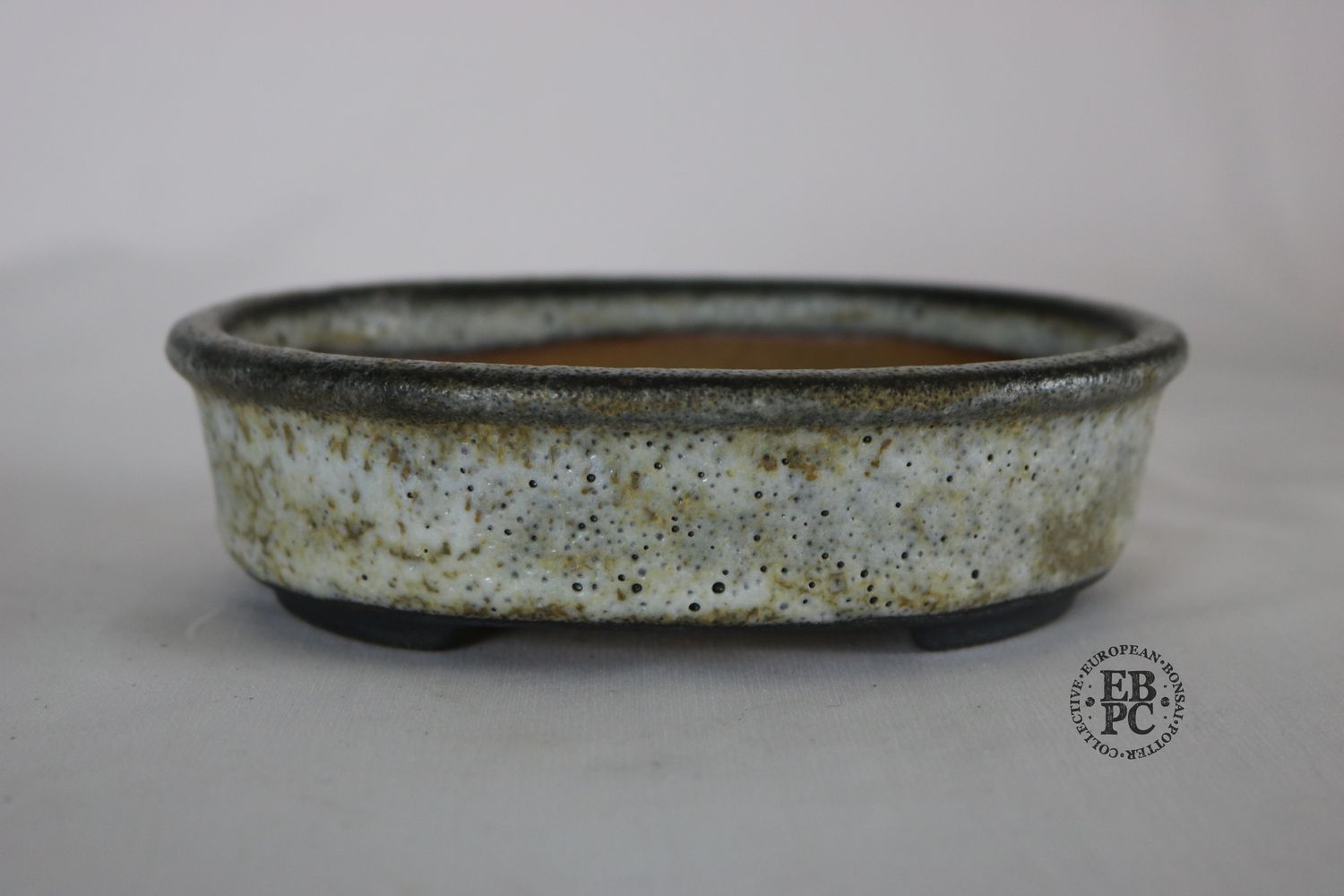 Walsall Studio Ceramics - David Jones; 15.3cm; Oval; Glazed; White; Toffee; Brown; David Jones.
