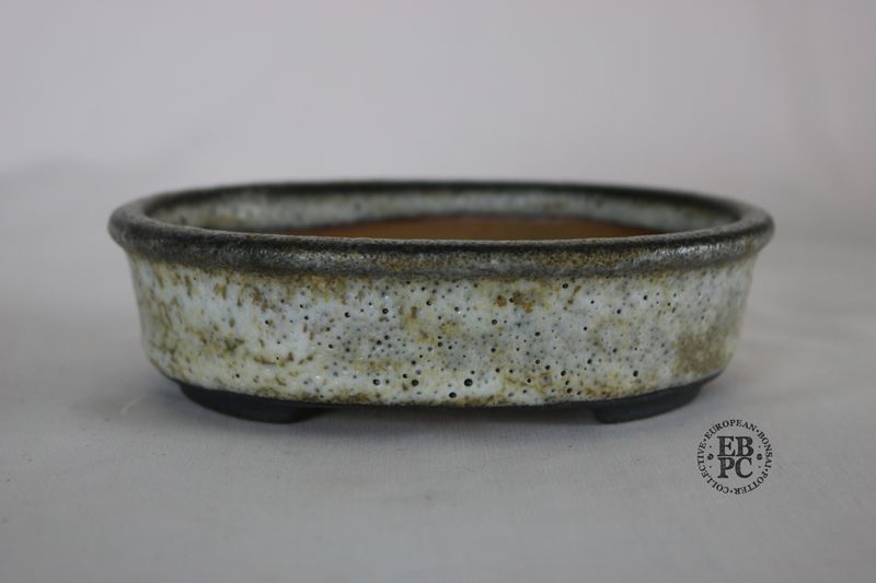 Walsall Studio Ceramics - David Jones; 15.3cm; Oval; Glazed; White; Toffee; Brown; David Jones.