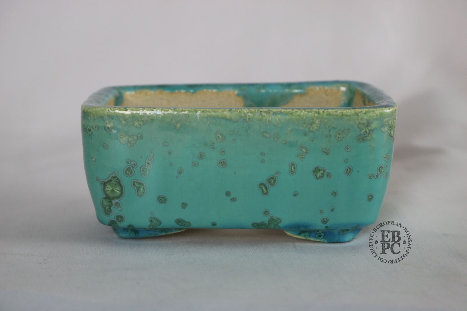 Bruno Auvinet - 13.6cm, Magnificent Crystalline Glaze; Rectangle; Soft Corners; Blues; Greens; Bruno Auvinet.