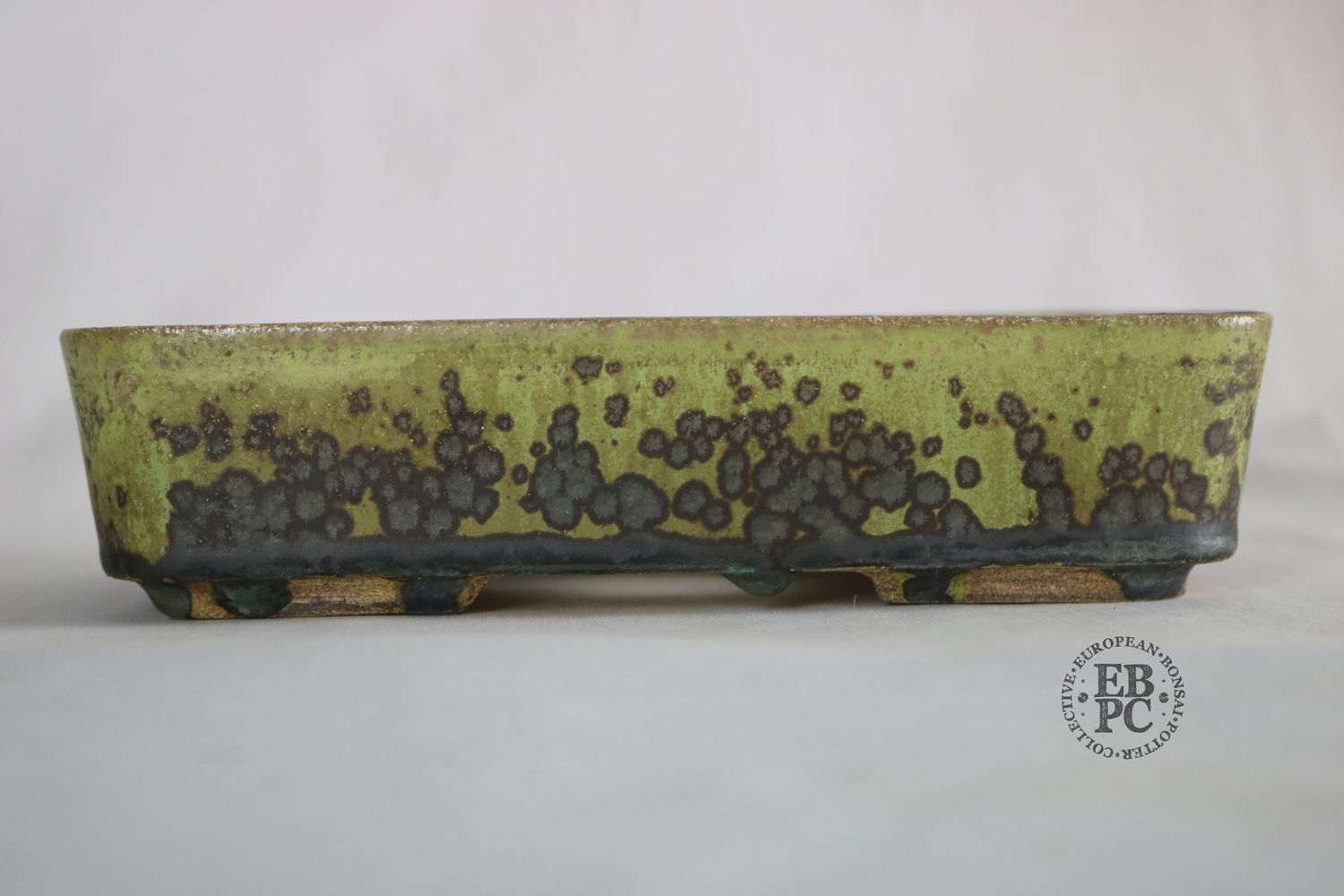 Bruno Auvinet - 20.6cm, Glazed; Rectangle; Soft Corners; Light Green; Gunmetal Crystals; EBPC Stamped; Bruno Auvinet