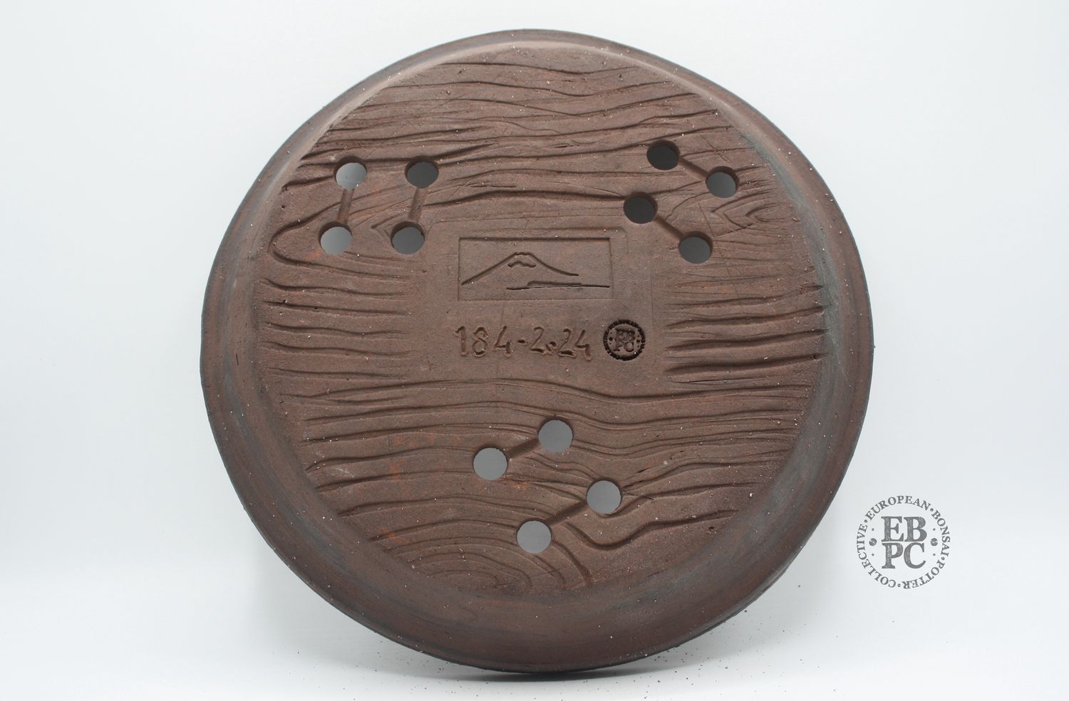 Shibusa Bonsai Pots - Italy. 29.8cm; Nanban Style; Chocolate Brown Clay; Double Lipped Design; EBPC Stamped. * EBPC-DIRECT *- Shipped by the artist. Lorenzo Penello - Italy.