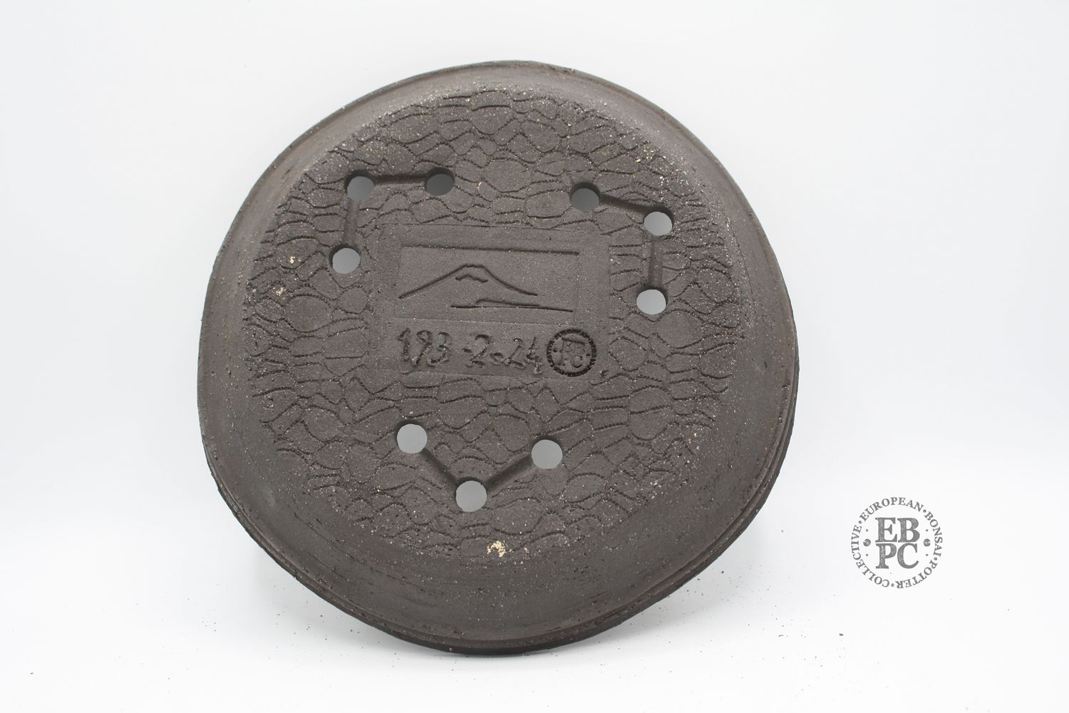 Shibusa Bonsai Pots - Italy. 23.3cm; Nanban Style; Double Lipped Design: Brown/Grey Clay; EBPC Stamped. * EBPC-DIRECT *- Shipped by the artist. Lorenzo Penello - Italy.
