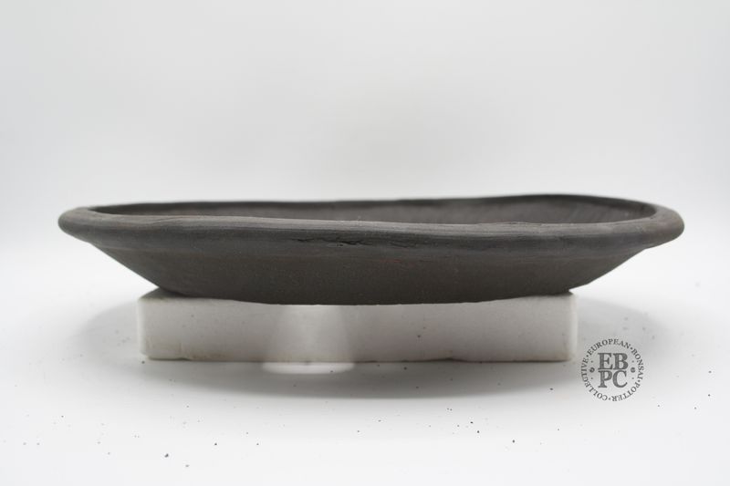 Shibusa Bonsai Pots - Italy. 28cm; Brown/Grey Clay; Hints of Red; Classic Nanban Design; EBPC Stamped. * EBPC-DIRECT *- Shipped by the artist. Lorenzo Penello - Italy.