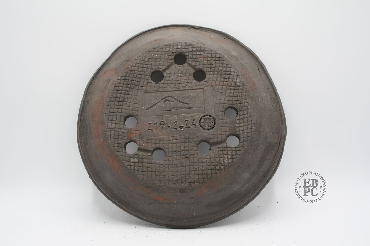 Shibusa Bonsai Pots - Italy. 23cm; Nanban Style; Lipped Design; Brown/Red Clay; EBPC Stamped. * EBPC-DIRECT *- Shipped by the artist. Lorenzo Penello - Italy.