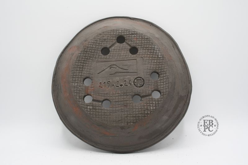 Shibusa Bonsai Pots - Italy. 23cm; Nanban Style; Lipped Design; Brown/Red Clay; EBPC Stamped. * EBPC-DIRECT *- Shipped by the artist. Lorenzo Penello - Italy.