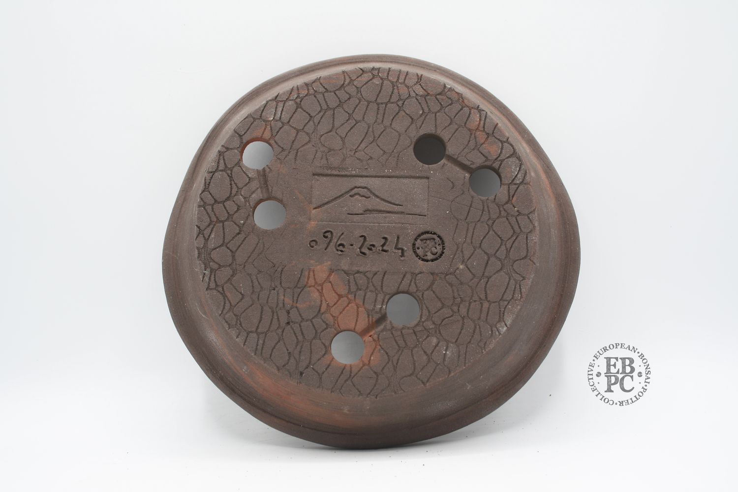 Shibusa Bonsai Pots - Italy. 23.2cm; Nanban Style; Lipped Design; Brown/Red Clay; EBPC Stamped. * EBPC-DIRECT *- Shipped by the artist. Lorenzo Penello - Italy.