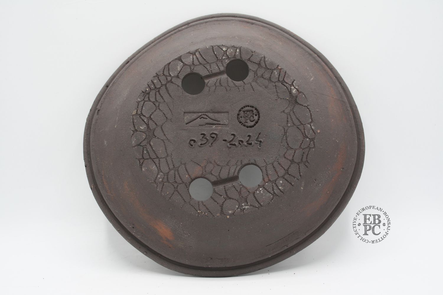 Shibusa Bonsai Pots - Italy. 23.2cm; Nanban Style; Lipped Design; Brown/Red Clay; EBPC Stamped. * EBPC-DIRECT *- Shipped by the artist. Lorenzo Penello - Italy.