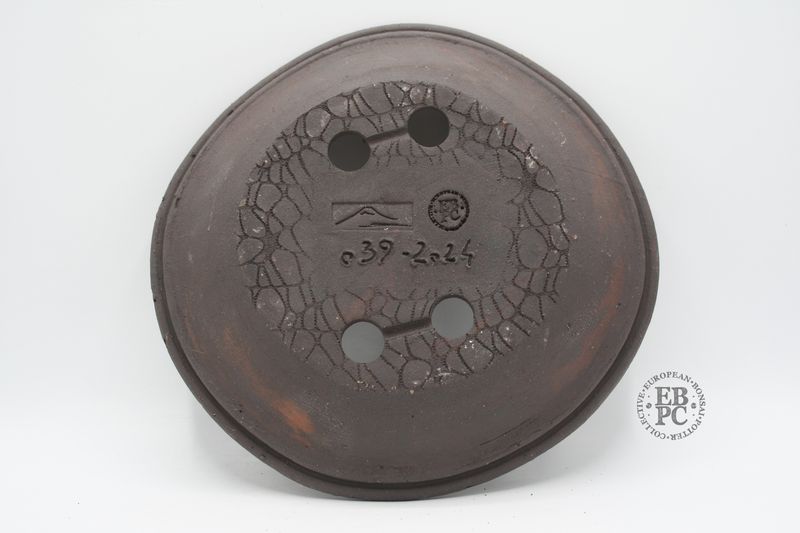 Shibusa Bonsai Pots - Italy. 23.2cm; Nanban Style; Lipped Design; Brown/Red Clay; EBPC Stamped. * EBPC-DIRECT *- Shipped by the artist. Lorenzo Penello - Italy.