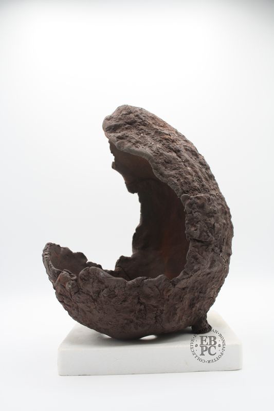 Shibusa Bonsai Pots - Italy. 20cm; Crescent Style; Natural Design; Brown/Red Clay; EBPC Stamped. * EBPC-DIRECT *- Shipped by the artist. Lorenzo Penello - Italy.