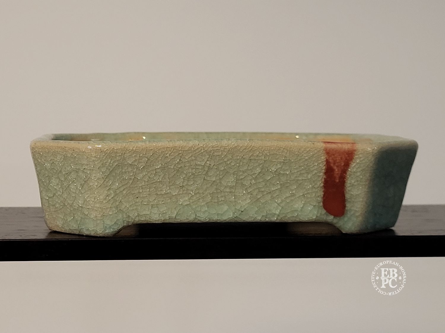 Michal Mokry - Netherlands.   16cm; Rectangle; Crackle Glaze; Cut Corners:  Translucent Light Green; Made by Michal Mokry.  *EBPC DIRECT (Sent to you from within the EU!) *