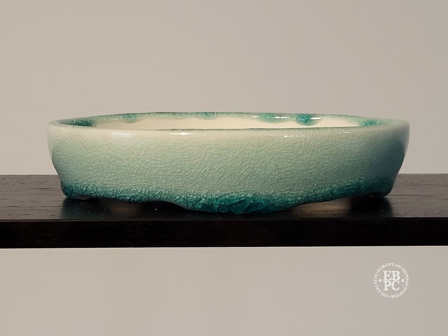 Michal Mokry - Netherlands.   12.5cm; Oval; Crackle Glaze; Translucent Light Green; Made by Michal Mokry.  *EBPC DIRECT (Sent to you from within the EU!) *