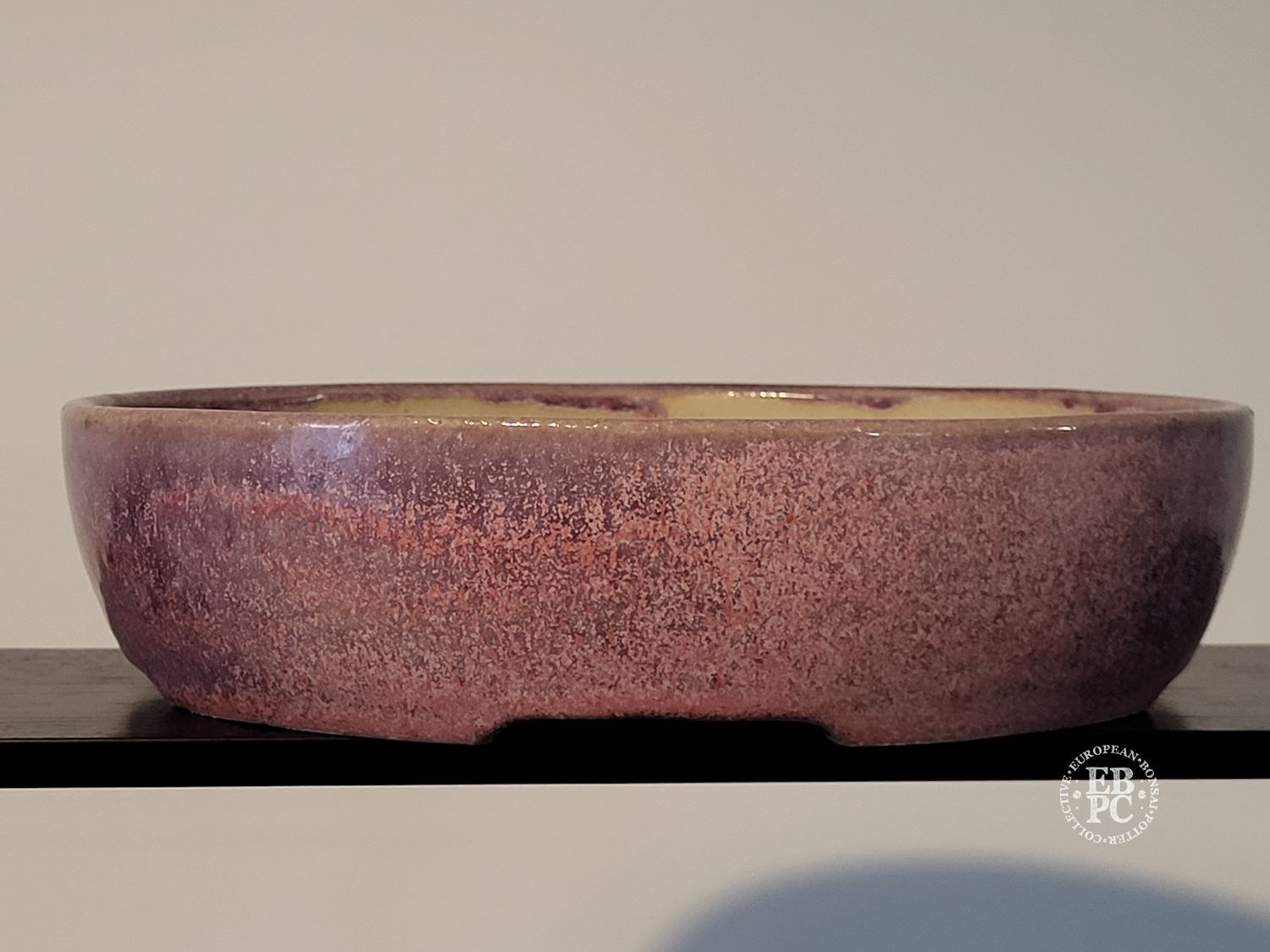 Michal Mokry - Netherlands.   23cm; Oval; Crystalline Glaze; Subtle Crystal Formations; Purple; Pink; Made by Michal Mokry.  *EBPC DIRECT (Sent to you from within the EU!) *