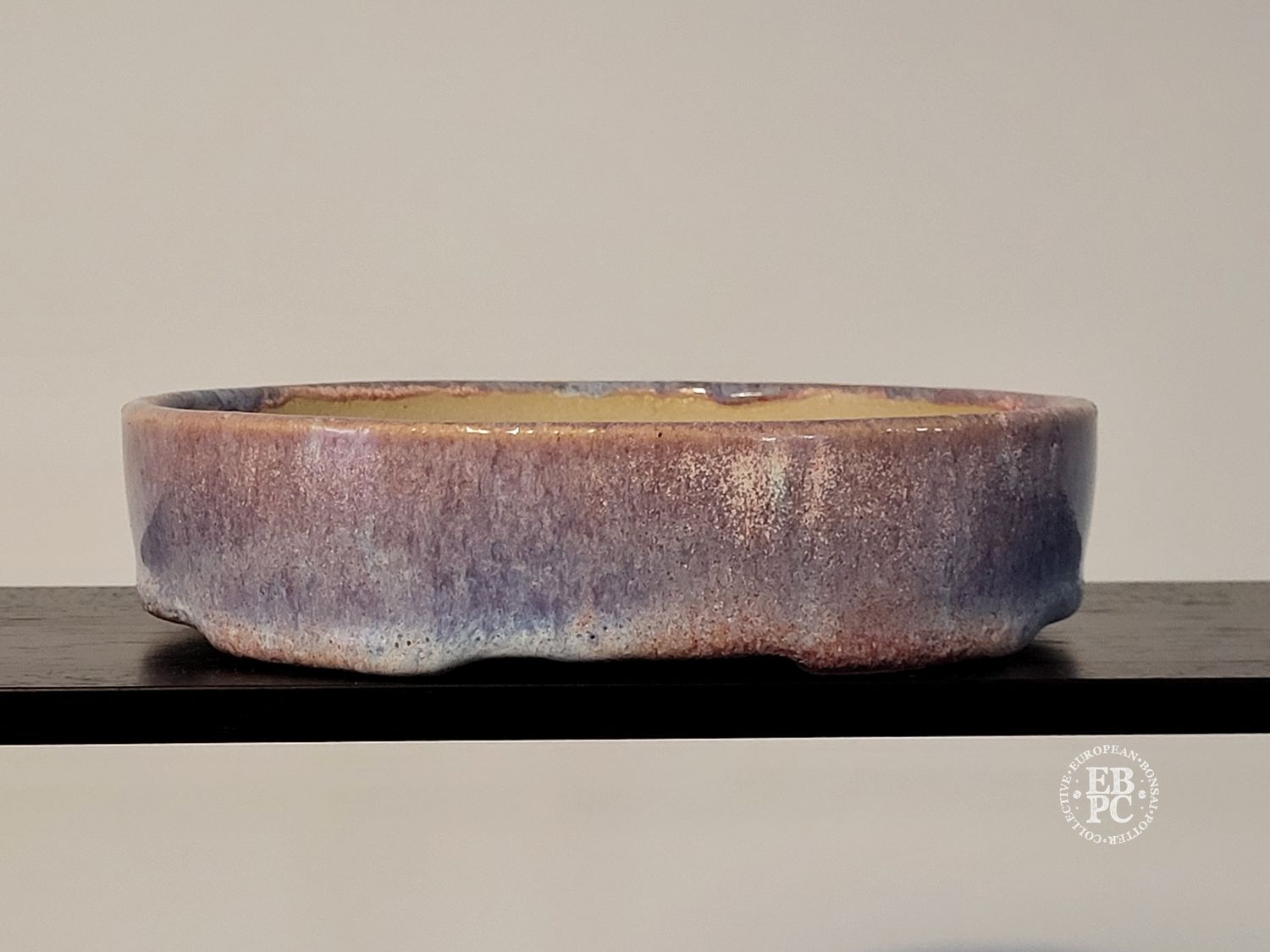 Michal Mokry - Netherlands.   16.5cm; Oval; Thick Mottled Glaze; Purple; Pinks; Browns; Made by Michal Mokry.  *EBPC DIRECT (Sent to you from within the EU!) *