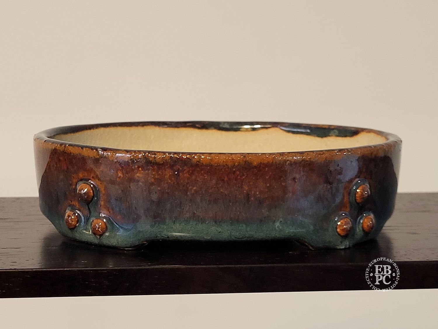 Michal Mokry - Netherlands.   12.8cm; Oval; Rivet Design; Thick Namako Glaze;  ; Brown; Made by Michal Mokry.  *EBPC DIRECT (Sent to you from within the EU!) *