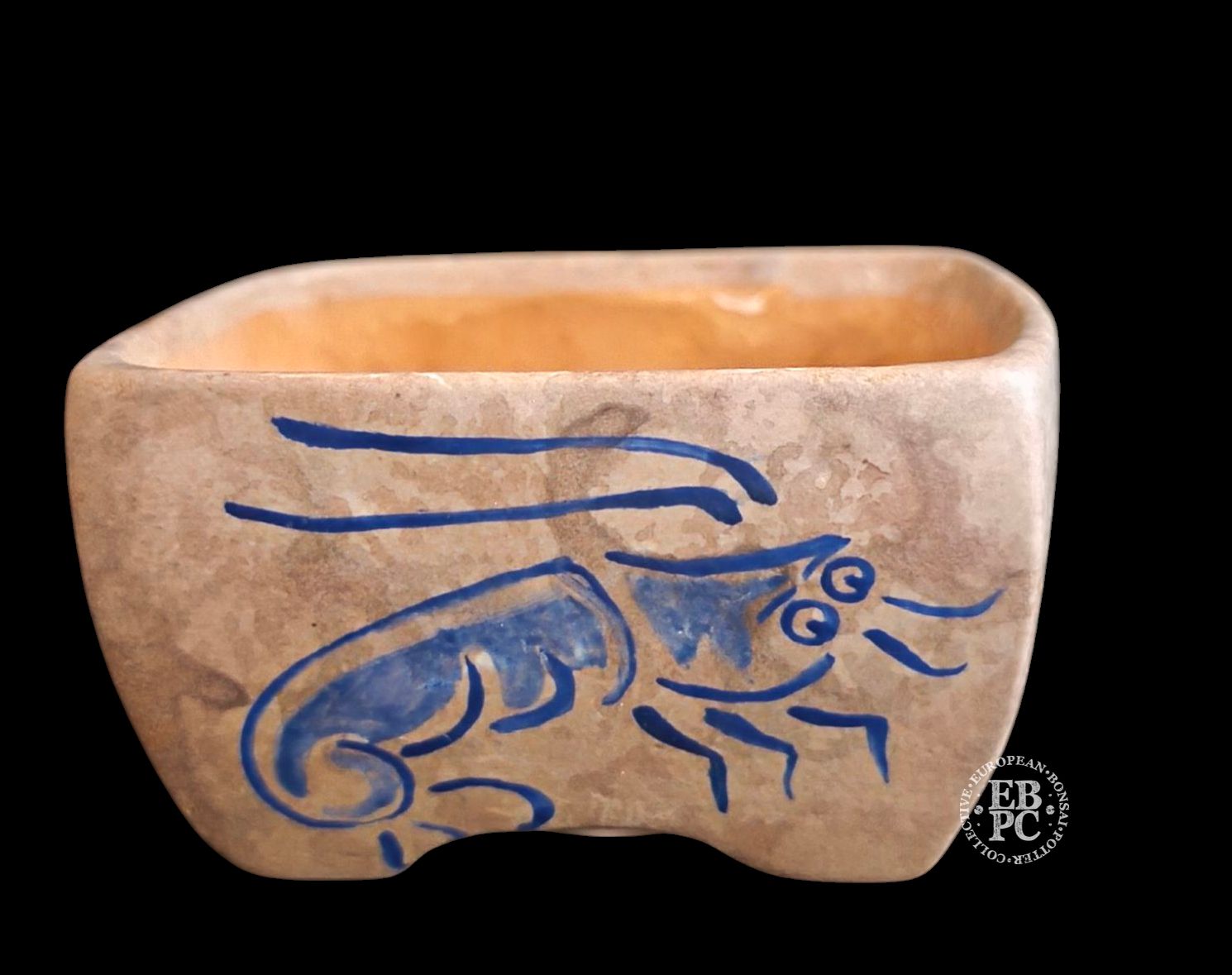 Vasart Bonsai - Italy.  8.5cm; Square; Classic Design; Hand-Painted; Creatures of the Sea; Mottled Finish; Made by Vasart Bonsai; EBPC Stamped;  *EBPC DIRECT (Sent to you from within the EU!) *