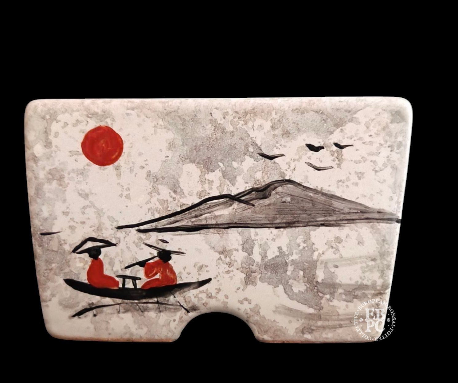 Vasart Bonsai - Italy.  7.8cm; Square; Classic Design; Hand-Painted; &#39;Rising Sun&#39;; Mottled Finish; Made by Vasart Bonsai; EBPC Stamped;  *EBPC DIRECT (Sent to you from within the EU!) *