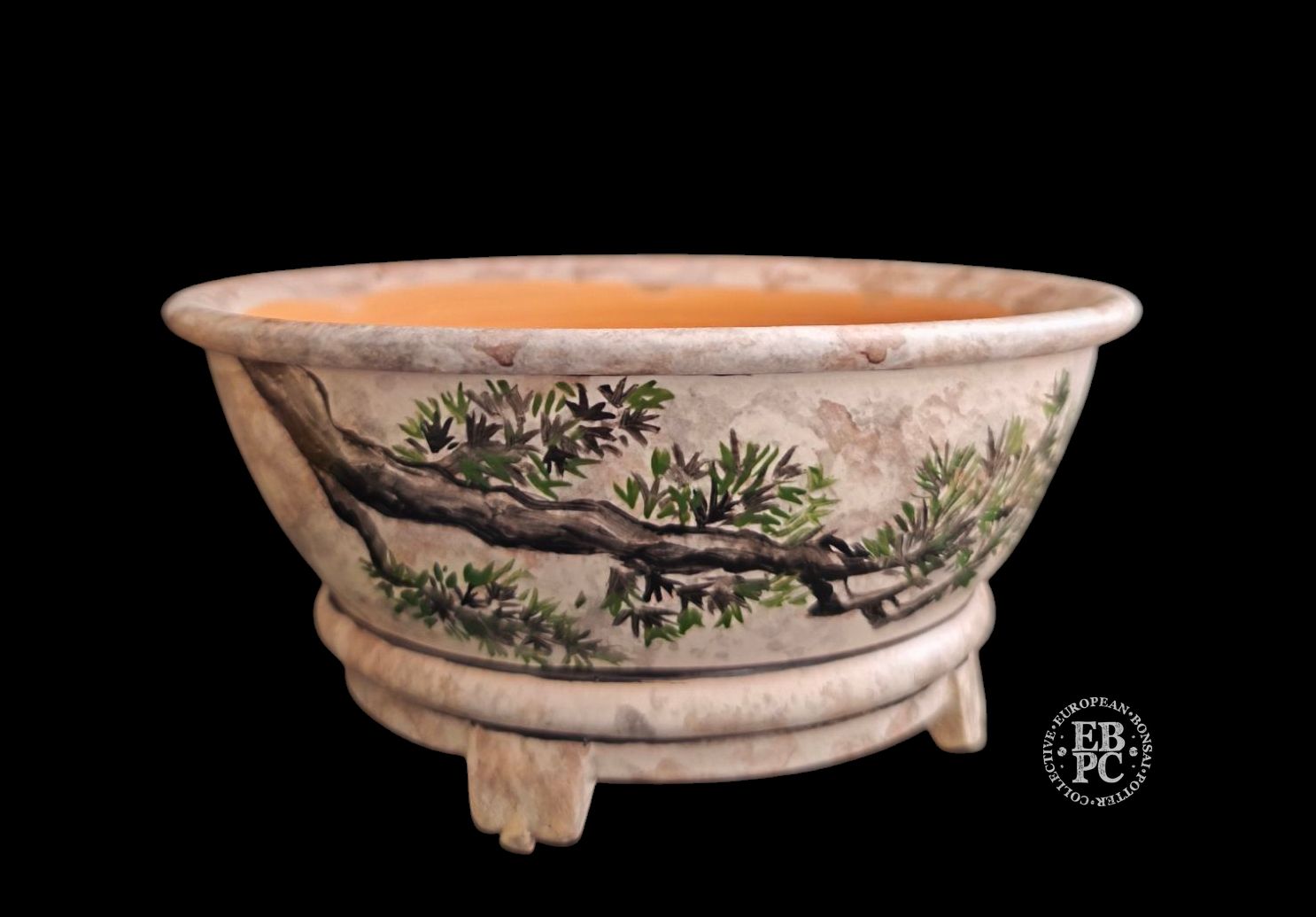 Vasart Bonsai - Italy.  15.7cm; Round; Unique Design; Hand-Painted; &#39;The Residents&#39;; Mottled Finish; Made by Vasart Bonsai; EBPC Stamped;  *EBPC DIRECT (Sent to you from within the EU!) *