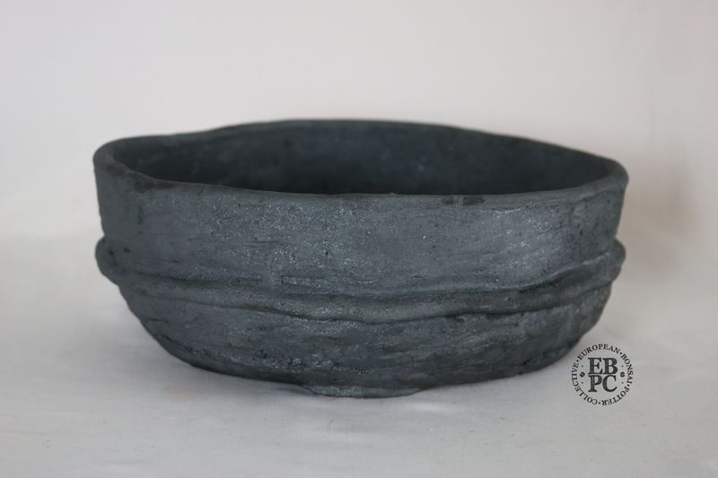 Bryan Albright - 24.5cm; Round; Deep Nanban Style; Unglazed; Grey Clay; Deep Profile; Subtle Texture.