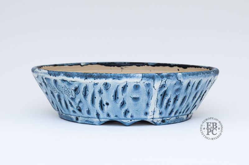 Yaruki Ceramics - Rome.  19.6cm; Round; Excellent &#39;Abyss&#39; Glaze; Blue; White; Black; Made by Giuseppe Lombardo