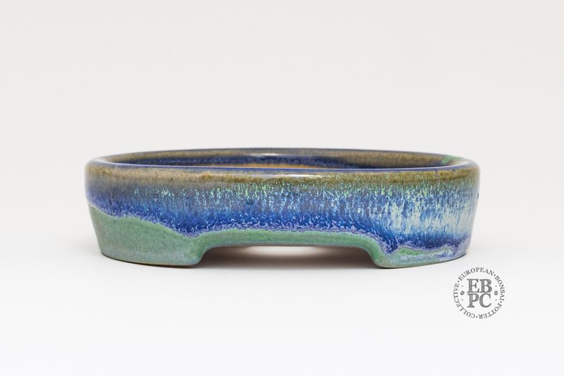 Yaruki Ceramics - Rome.   9.6cm; Round; Shallow Design; Excellent Glaze; Blue; Green; Brown; Made by Giuseppe Lombardo
