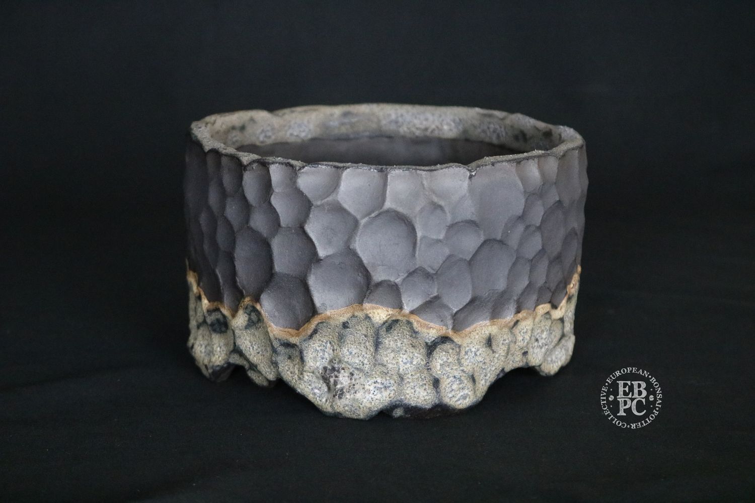 Flow Studio, Belgium - 15.5cm; Round; Part Glazed; Organic Design; Textured; Cream; Light &amp; Dark Browns; Charcoal Grey;    Jurgen Robyns