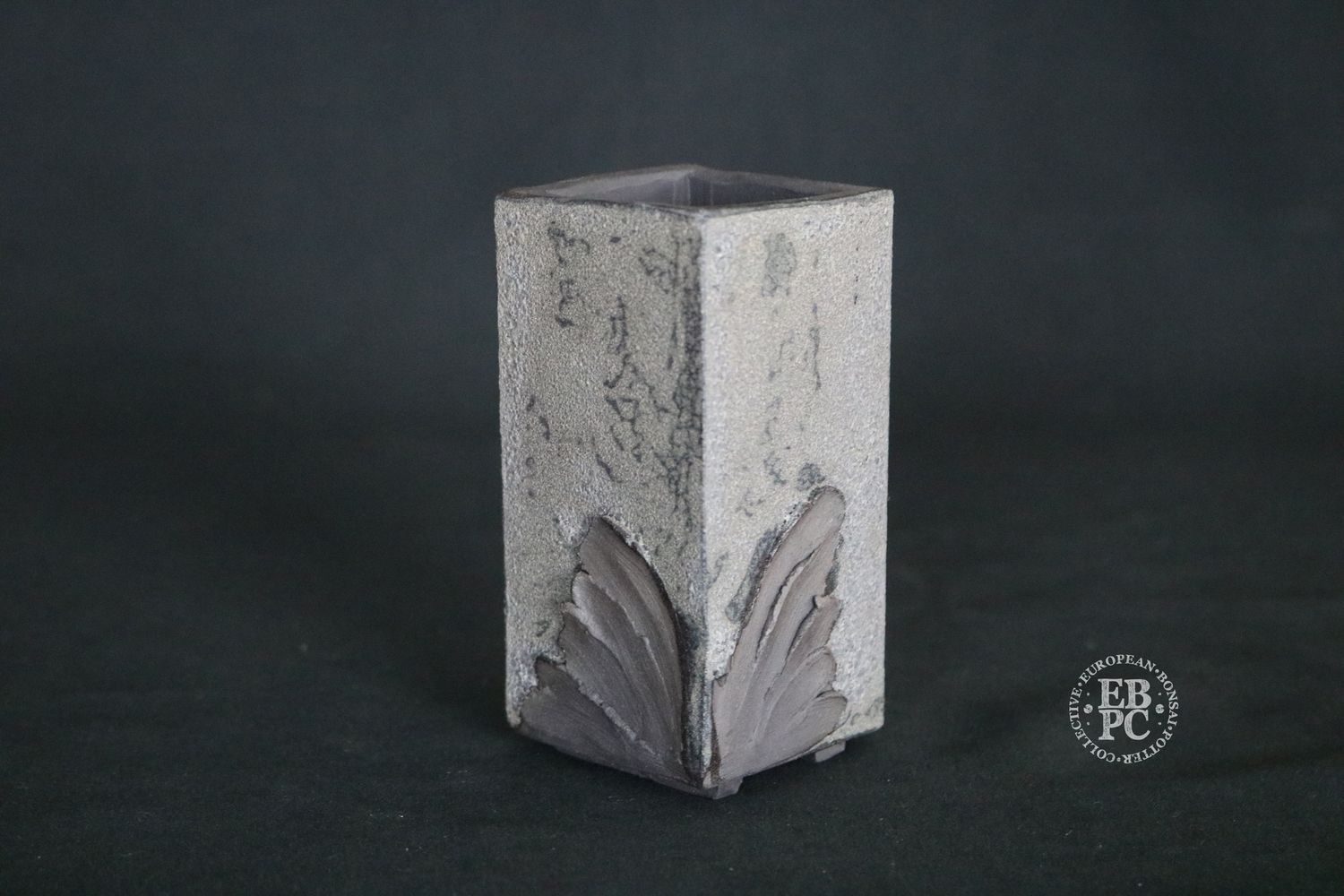 Flow Studio, Belgium - 10.6cm; Square; Casacde; Part Glazed; Wave Design; Textured; Charcoal Grey;    Jurgen Robyns