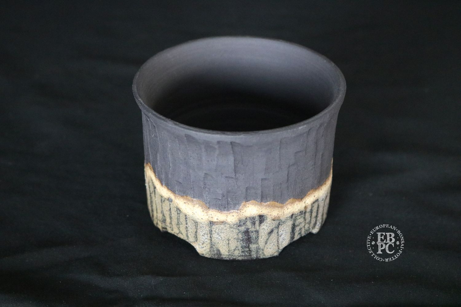Flow Studio, Belgium - 10.1cm; Round; Part Glazed; Refined Organic Design; Textured; Mocha; Charcoal Grey;    Jurgen Robyns