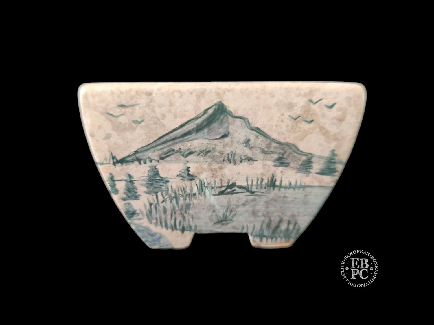 Vasart Bonsai - Italy.  8.2cm; Square; Hand-Painted; Fuji San; Mottled / Aged Finish; Made by Vasart Bonsai; EBPC Stamped;  *EBPC DIRECT (Sent to you from within the EU!) *